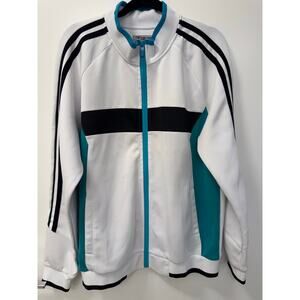 Stacy Adams Track Jacket Mens L White Polyester Striped Zip-Up Sport Performance